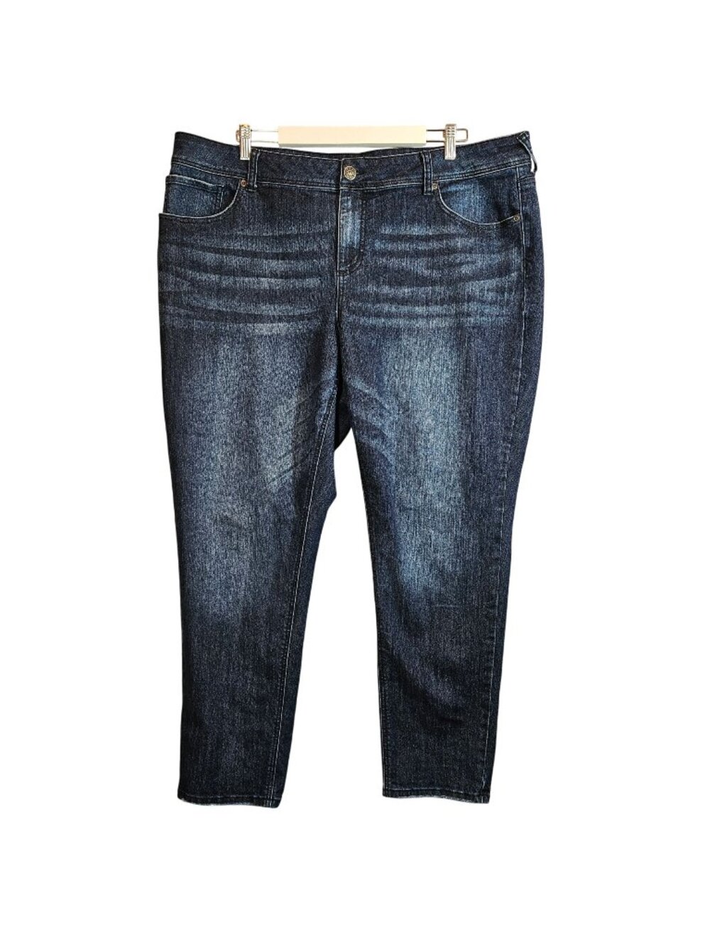 Maurices Straight Womens 24 Reg Plus Size Dark Wash Jeans Whiskered Denims